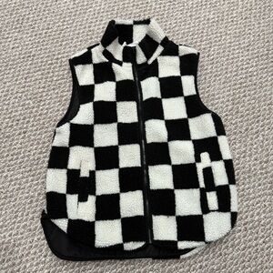 black and white checkered vest